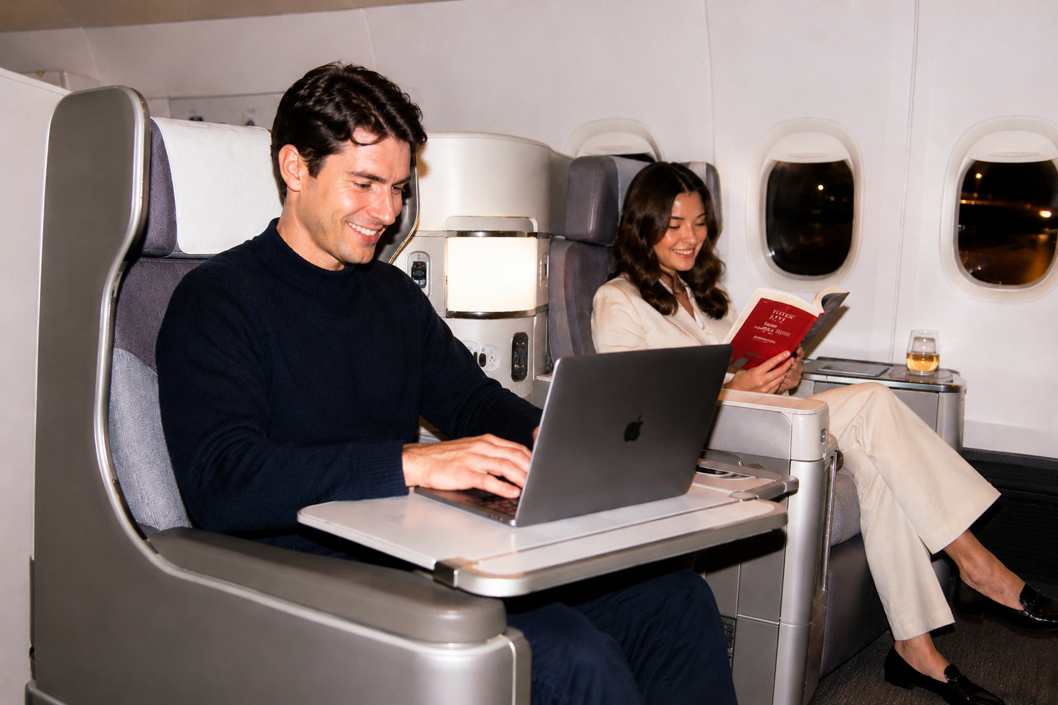 Travelers in business class